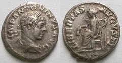 Elagabalus AR Denarius LIBERTAS AVGVSTI Libertas Seated Roman Coin AD 219–220