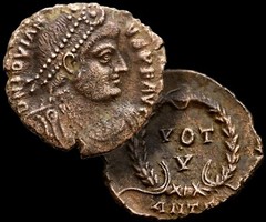 JOVIAN – WREATH / Antioch 363-364 AD. RARE Æ4 Follis Coin + COA GGcoins