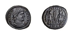 NONE ONLINE FOR SMKΓ Constantine I Max 307AD Follis Gloria Soldiers