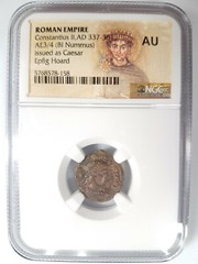 Constantius II Roman Empire BI Nummus AE3/4 NGC AU Ancient Epfig Hoard Pedigree