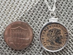 First Christian Roman Emperor Constantine the Great Coin Solid Silver Necklace