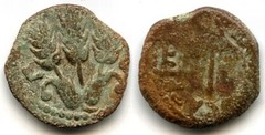 Bronze prutah of BACILEWC AGRIPA (37-44 AD), King of Ancient Judaea