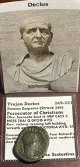 Rare! Roman. Trajan Decius 249-251 Persecuter of Christians AE 30 Sestertius CB9