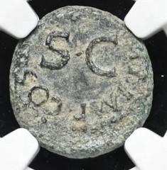 Claudius I 41-54 AD, AE Quadrans Bronze RARE SC Coin Roman Empire, Authentic NGC