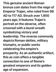 Emperor Trajan Genuine Ancient Roman Coin 98AD-117AD As Genuine Bronze AE27
