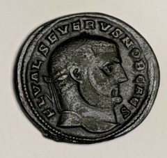 SEVERUS II AS CAESAR, AE FOLLIS, 305-306 AD. ALEXANDRIA MINT SCARCE