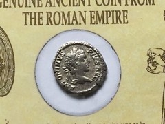 RARE FRAMED WOOD MATTED SILVER ROMAN EMPEROR SEPTIMIUS SEVERUS COIN BLACK CAESAR