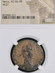 Emperor Nerva Ancient Roman Coin 96AD-98AD NGC Genuine Certified AE27 Provincial