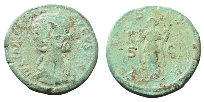 Julia Mamaea Sestertius, Roman bronze coin VESTA – AD 222–235, RIC 708