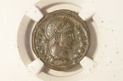 Crispus AE3 BI Nummus with Wreath – Certified NGC AU
