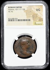 ROMAN EMPIRE. Hadrian, AD 117-138. Æ As, NGC VG