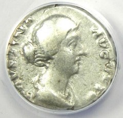 Faustina Junior AR Denarius Silver Coin 157-161 AD – Certified ANACS VF25