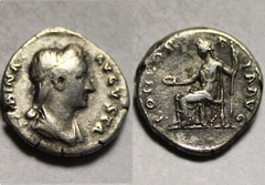 RARE Genuine ancient Roman silver coin denarius Sabina wife of Hadrian CONCORDIA