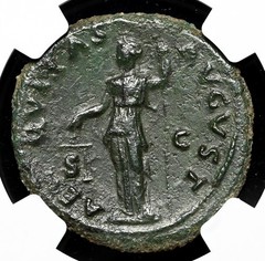 ROMAN EMPIRE. Vespasian. AD 69-79. Æ As, Excellent portrait, NGC XF