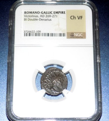ROMANO-GALLIC EMPIRE VICTORINUS AD 269-271 BI Double Denarius Ch VF Ancient Coin