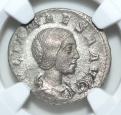 JULIA MAESA, AD 218-224, AR DENARIUS, NGC CERTIFIED—-110—