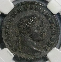 308 NGC Ch XF Maximinus II Follis Nummus Roman Empire Mars Cyzicus 4/5 26040402C