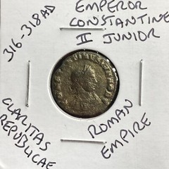 Ancient Roman Coin Emperor Constantine II Junior 316 AD Sol Claritas Republicae