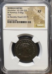 Diocletian, AD 284-305 – BI Nummus – Trier – NGC XF – ex Rauceby Hoard