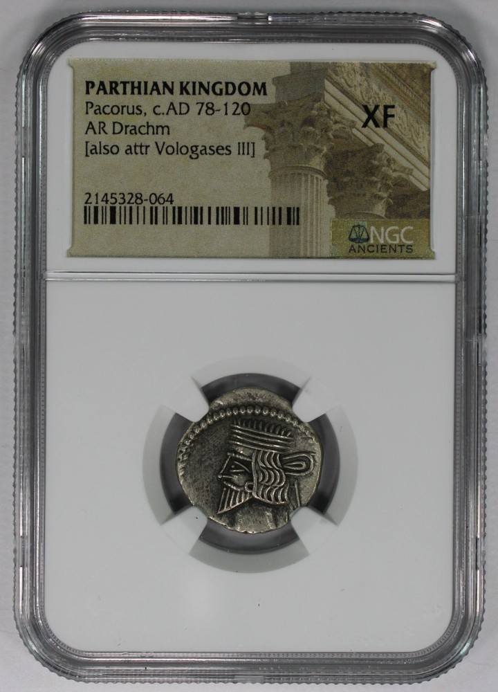 Pacorus Parthuan Kingdom c. AD 78-120 AR Drachm NGC XF