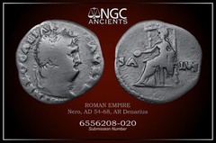 NERO NGC VG ROMAN COINS, AD 54-68. AR Denarius. A1063