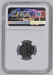 Roman Provincial – Nero AD 66-69 Bronze AE18 NGC XF Twelve Caesars Zeus Eagle