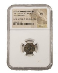Roman AE Coin of Theodosius II AD 402-450 NGC VF Ancient Roman Bronze Certified