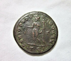 AE FOLLIS. MAXIMIANUS, THESSALONICA 302-303AD. GENIUS REVERSE.