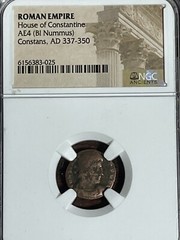 NGC Certified Son Of Constantine. AE4 (BI Nummus) Constans AD 337-350. *X140