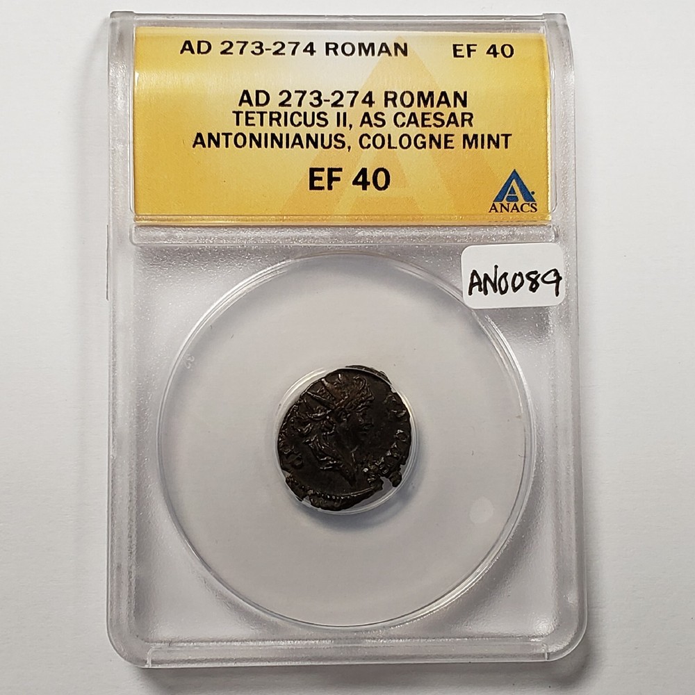 AD 273-4 Roman Tetricus II As Caesar Antoninianus Cologne – ANACS EF 40 – AN0089