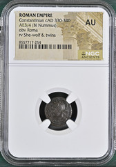 She-Wolf Twins Constantinian NGC AU Roman Empire Nummus Child Remus Romulus Roma