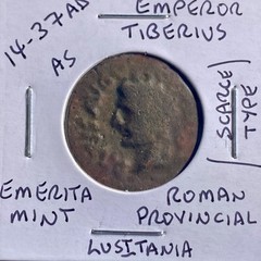 Emperor Tiberius 14-37AD Roman City Wall with 2 Gates Emerita Mint Scarce Coin