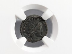 Constantine II Roman Empire AE4 BI Nummus AD 337 NGC Ch AU Soldiers Standards