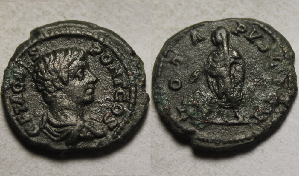 Genuine ancient Roman coin Limes Denarius Geta murdered by Caracalla
