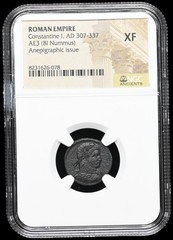 ROMAN EMPIRE. Constantine I. AD 307/310-337. Æ Follis, Anepigraphic, Rome NGC XF
