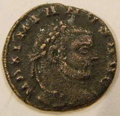 Maximian, 286 – 305 A.D. Coin: AE Follis, silvered Obverse: MAXIMIANVS