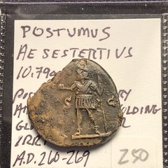 postumus Ae sestertius A.D. 260-269 Posthumous In Military Attire Struck On Ir F