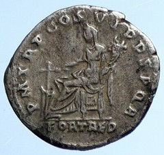 TRAJAN 116 AD Rome Authentic OLD Ancient Silver Roman Coin FORTUNA i110072