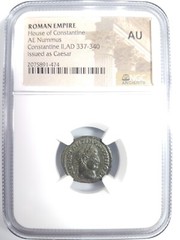 Constantine II Roman Empire Nummus NGC AU Camp Gate Castle Keep Ancient Caesar