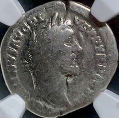 Roman Emperor Antoninus Pius Silver Denarius Coin 138-161 AD NGC Graded Good