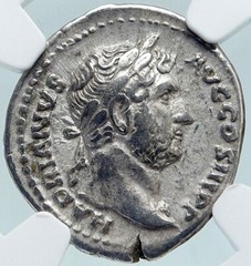 HADRIAN Travels to AFRICA Authentic Ancient 134AD Silver Roman Coin NGC i86954