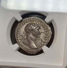(98-117) Roman Arabia Petraea (Bostra) – AR Tridrachm of Trajan, NGC XF.