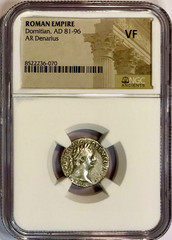 81-96 AD Domitian Ancient Roman Silver Denarius Coin Rome NGC VF Very Fine