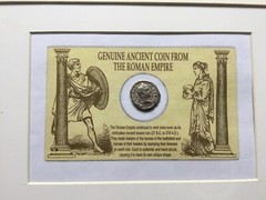 RARE FRAMED WOOD MATTED SILVER ROMAN EMPEROR SEPTIMIUS SEVERUS COIN BLACK CAESAR