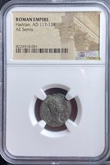 Emperor Hadrian 117-138 AD NGC Genuine Certified Ancient Roman Coin Semis