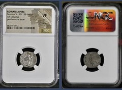 Beautiful Empress Faustina NGC Graded Silver Denarius Roman Coin 138-140AD VF