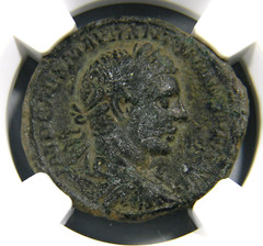 Roman Coin Elagabalus/ Mars Advancing 218-222 AD Æ AS NGC Very Fine