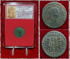 Ancient Roman Empire Coin CONSTANTIUS II Two Roman Soldiers “Glory of The Army”