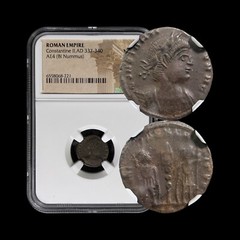 ROME. 337, Æ4 Nummus – NGC XF – Constantius II, GLORIA EXERCITVS, Unknown 021