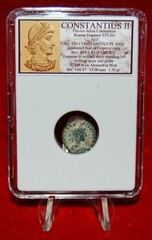 Ancient Roman Empire Coin CONSTANTIUS II Emperor In Military Dress Holding Globe